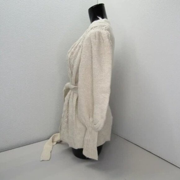 NEW TOCCIN Cardigan Vanilla Beige Size XS Short Popcorn Button Up Waist Tie - Picture 6 of 9